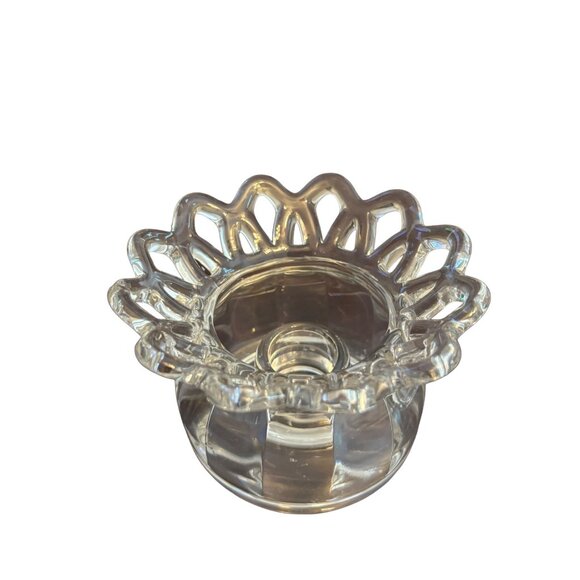 Set of 2 Vintage Crystal Glass Taper / Pillar Candle Holders 2 Tapers included - Picture 3 of 12